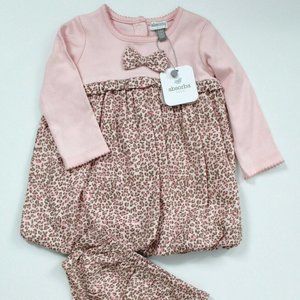 absorba Paris Baby 2Pc Pink Leopard Dress Size 6-9M